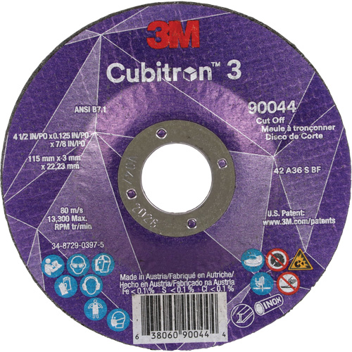 Cubitron 3 Cut-Off Wheel, 4-1/2" x 1/8", 7/8" Arbor, Type T27, Ceramic, 13300 RPM Consource