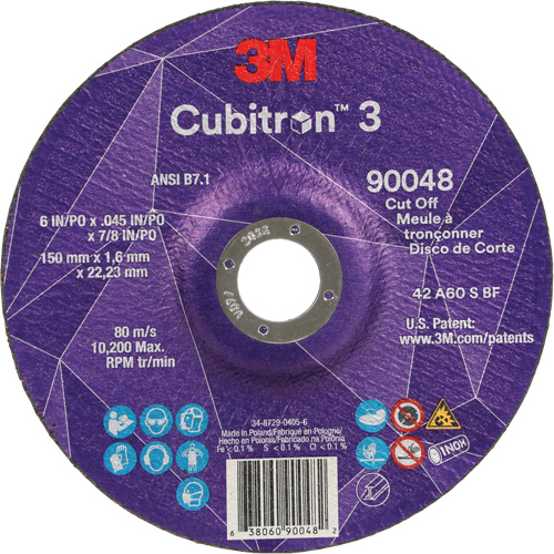 Meule &agrave; tronçonner Cubitron 3, 6" x 0,045", Arbre de 7/8", Type T27, C&eacute;ramique, 10 200 Tr/min Consource