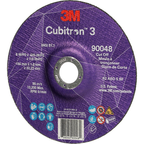 Meule &agrave; tronçonner Cubitron 3, 6" x 0,045", Arbre de 7/8", Type T27, C&eacute;ramique, 10 200 Tr/min Consource