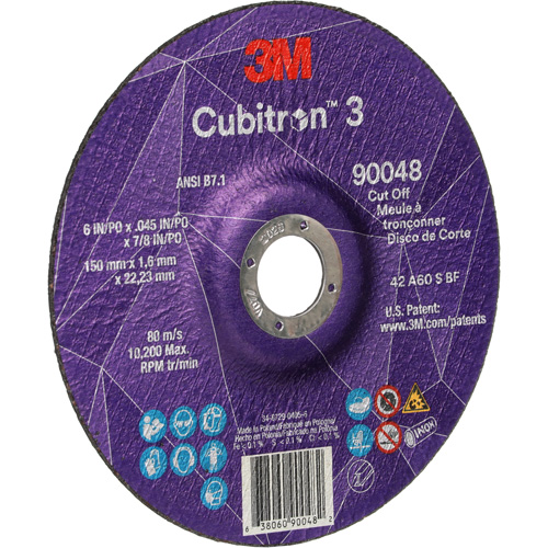 Meule &agrave; tronçonner Cubitron 3, 6" x 0,045", Arbre de 7/8", Type T27, C&eacute;ramique, 10 200 Tr/min Consource