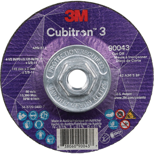 Meule &agrave; tronçonner Cubitron 3, 4-1/2" x 1/8", Arbre de 5/8"-11, Type T27, C&eacute;ramique, 13 300 Tr/min Consource