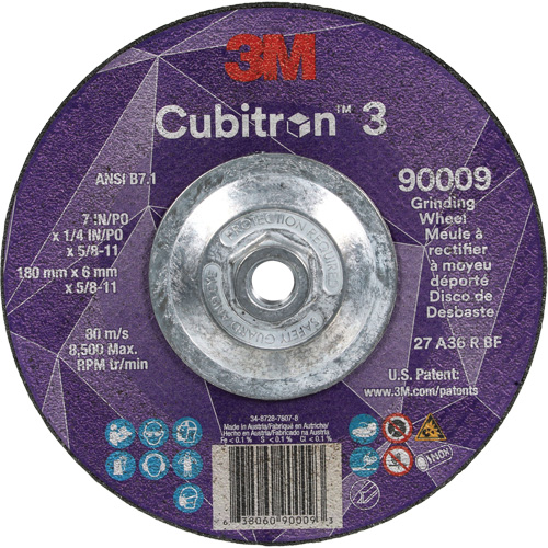 Meule a moyeu d&eacute;port&eacute; Cubitron 3, 7" x 1/4", Arbre 5/8"-11, C&eacute;ramique, Type T27 Consource