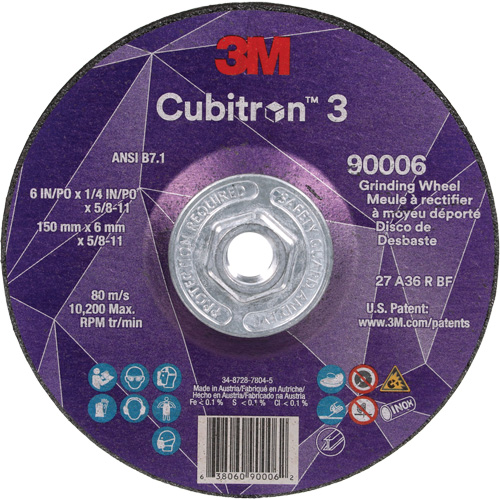 Cubitron 3 meule a moyeu d&eacute;port&eacute;, 6" x 0,25", Arbre 5/8"-11, C&eacute;ramique, Type T27 Consource