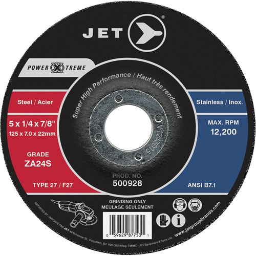 Meule Power-Xtreme ZA24S, 5" x 1/4", Arbre 7/8", Type 27 Consource