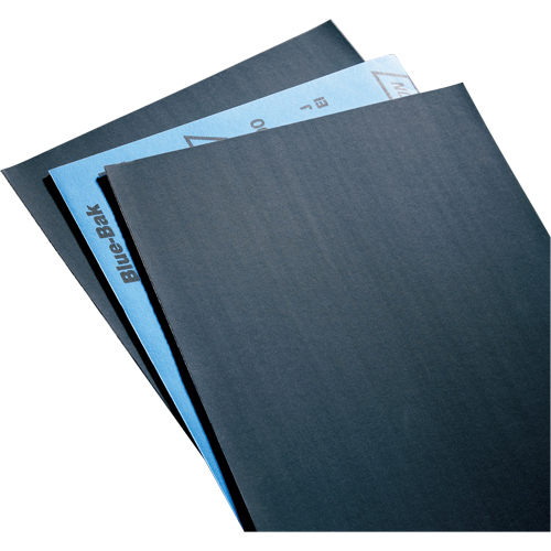 Papier abrasif en feuilles de papier - Feuilles de 9" x 11" &agrave; l'&eacute;preuve de l'eau Blue-Bak T414, 9" x 11", Grain 220, Carbure de silicium Consource