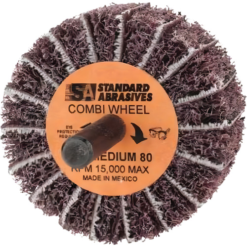 Roue Combi Buff and Blend 898001 Standard Abrasives, 2" dia. x 1" la, Arbre 1/4", Oxyde d'aluminium Consource