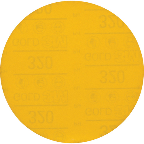 Hookit Gold Abrasive Disc, 6" Dia., 320 Grit, Aluminum Oxide, C-Weight Consource