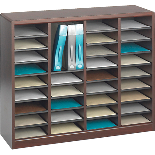 E-Z Stor&reg; Literature Organizer, Stationary, 36 Slots, Wood, 40" W x 3/4" D x 32-1/2" H Consource