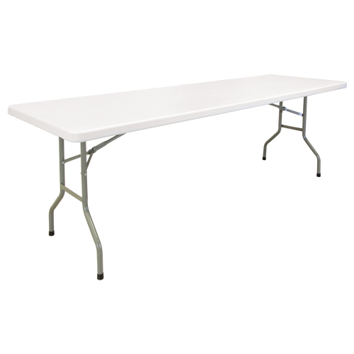 Folding Table, Rectangular, 96" L x 30" W, Polyethylene, White Consource