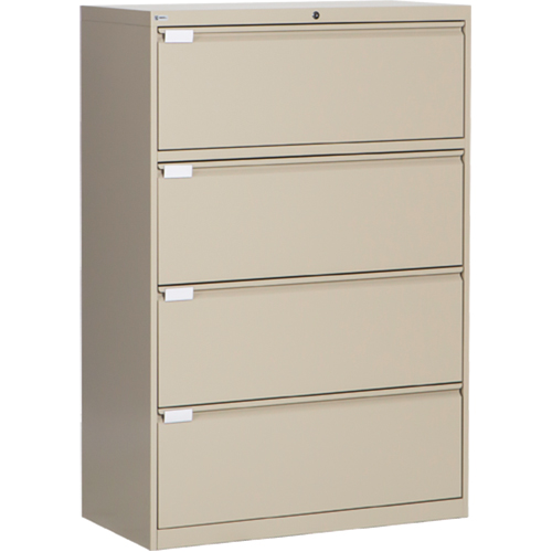 Lateral Filing Cabinet, Steel, 4 Drawers, 36" W x 18" D x 53-3/8" H, Beige Consource
