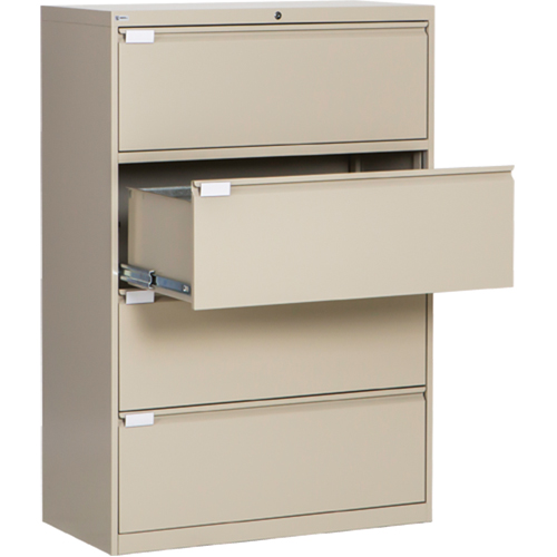 Lateral Filing Cabinet, Steel, 4 Drawers, 36" W x 18" D x 53-3/8" H, Beige Consource