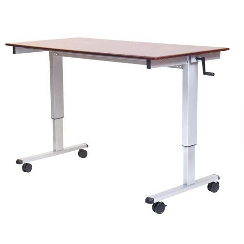 Postes de travail ajustables pour travail assis et debout , , 48-1/2" h x 48" la x 32-1/2" p, Noyer Consource