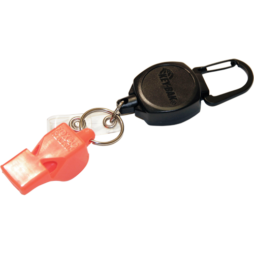 Self Retracting ID Badge and Key Reel with Whistle, Zinc Alloy Metal, 24" Cable, Carabiner Attachment Consource