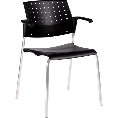 Chaises empilables, Plastique, Hauteur 33", Capacit&eacute; 300 lb, Noir Consource