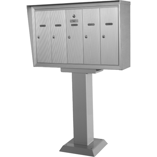 Boîtes aux lettres plateforme unique, Fixation Socle, 16" x 5-1/2", 4 portes, Aluminium Consource