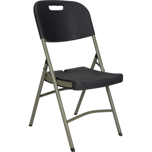 Folding Chair, Polyethylene, Black, 350 lbs. Weight Capacity Consource