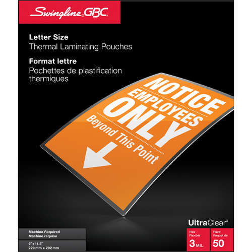 Swingline UltraClear Laminating Letter Pouches Consource