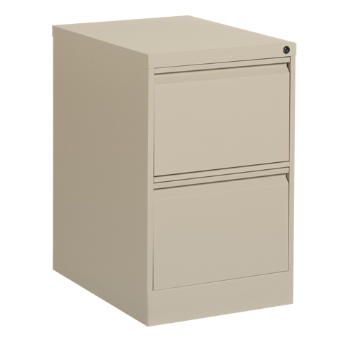 Vertical Filing Cabinet, Steel, 2 Drawers, 18-1/7" W x 25" D x 29" H, Beige Consource