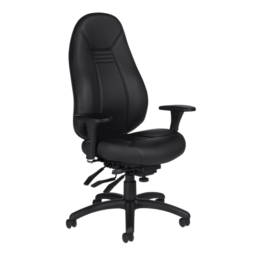 Chaise confortable &agrave; dos &eacute;lev&eacute;, Cuir, Noir, Capacit&eacute; 300 lb Consource