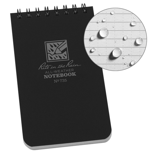 Carnet de notes de poche &agrave; spirale, Couverture souple, Noir, 100 Pages, 3" , 5"  Consource
