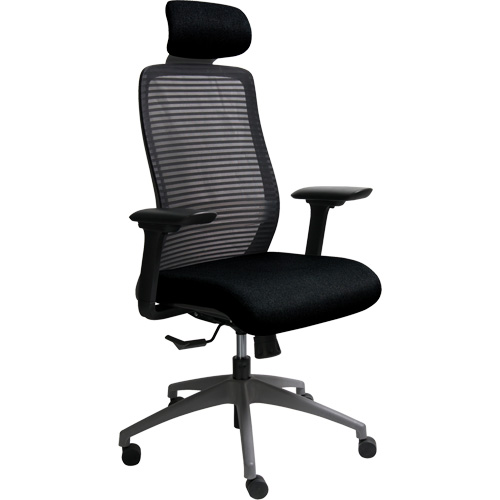 Chaise de bureau ajustable s&eacute;rie Era avec appui-t&ecirc;te, Tissu/Mailles, Noir, Capacit&eacute; 275 lb Consource