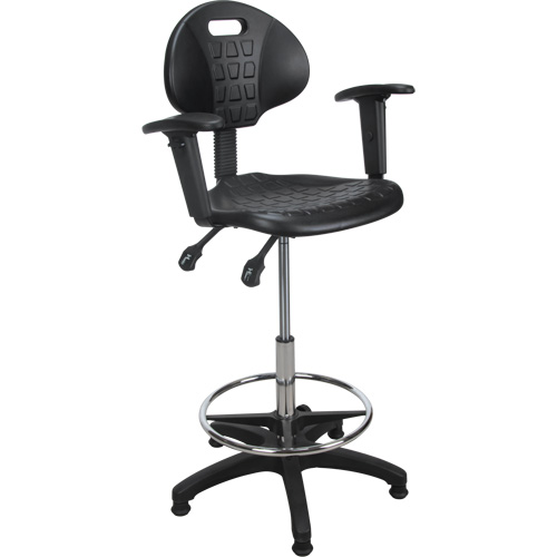 Tabouret ergonomique robuste avec accoudoirs r&eacute;glables, Stationnaire, Ajustable Hauteur, Capacit&eacute; 250 lb Consource
