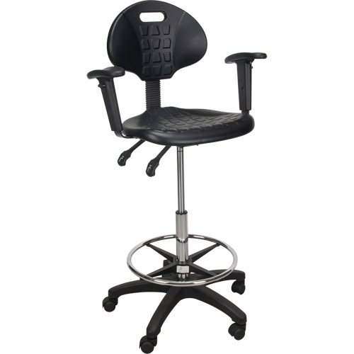 Heavy-Duty Ergonomic Stool with Adjustable Arm Rests & Nylon Stem Casters, Mobile, Adjustable Height, 250 lbs. Capacity Consource