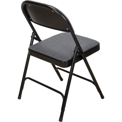 Chaise pliante de luxe en tissu rembourr&eacute;e, Acier, Gris, Capacit&eacute; 300 lb Consource