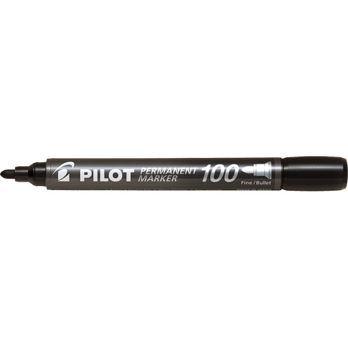 Marqueur permanent Pilot 100, Noir, Pointe Ronde Consource