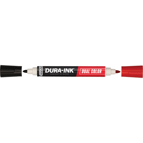 Marqueur &agrave; encre permanente et double couleur Markal Dura-Ink, Noir/Rouge, Pointe Ronde Consource