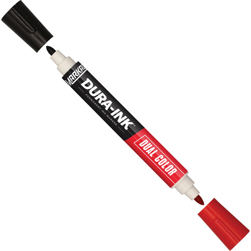 Marqueur &agrave; encre permanente et double couleur Markal Dura-Ink, Noir/Rouge, Pointe Ronde Consource