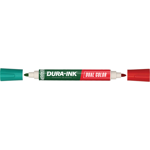 Markal&reg; Dura-Ink&reg; Dual Colour Permanent Ink Marker, Green/Red, Bullet Tip Consource