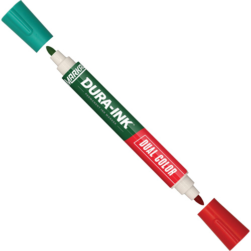 Markal&reg; Dura-Ink&reg; Dual Colour Permanent Ink Marker, Green/Red, Bullet Tip Consource