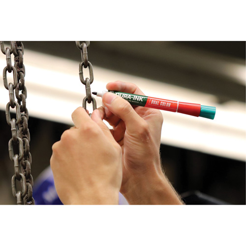 Markal&reg; Dura-Ink&reg; Dual Colour Permanent Ink Marker, Green/Red, Bullet Tip Consource