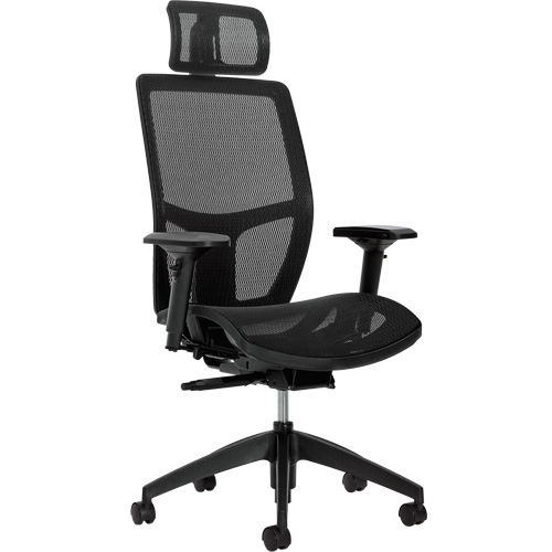 Chaise &agrave; dossier moyen avec m&eacute;canisme &agrave; basculement synchronis&eacute; &agrave; d&eacute;tection de poids Format+, Mailles, Noir, Capacit&eacute; 300 lb Consource