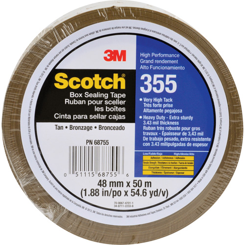 Ruban d'emballage Scotch 355, Adh&eacute;sif Thermofusible, 3,4 mils, 48 mm (1-22/25") x 50 m (164') Consource