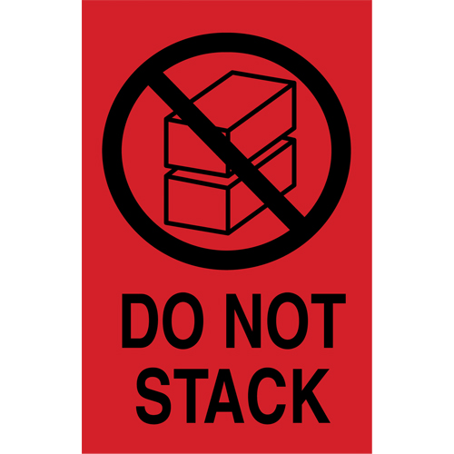 "Do Not Stack" International Shipping Labels, 6" L x 4" W, Black on Red Consource