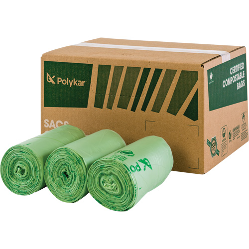 Certified Compostable Bags, Regular, 60" L x 48" W, Clear, 245 L (65 Gal.) Capacity Consource