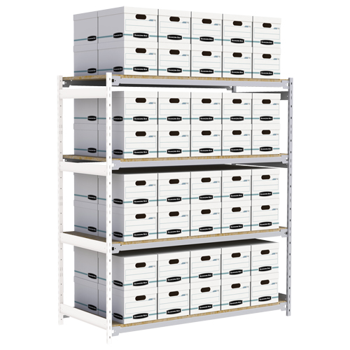 Wide Span Record Storage Shelving, Steel, 4 Shelves, 72" W x 32" D x 84" H, Add-On Kit Consource
