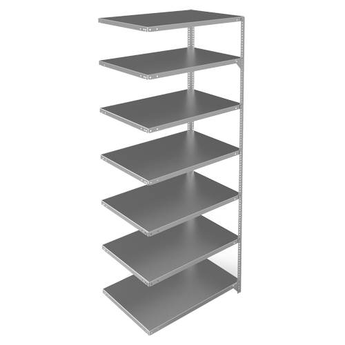 Shelving Unit, Galvanized Steel, Slotted Angle, Add-On, 36" W x 84" H x 24" D Consource