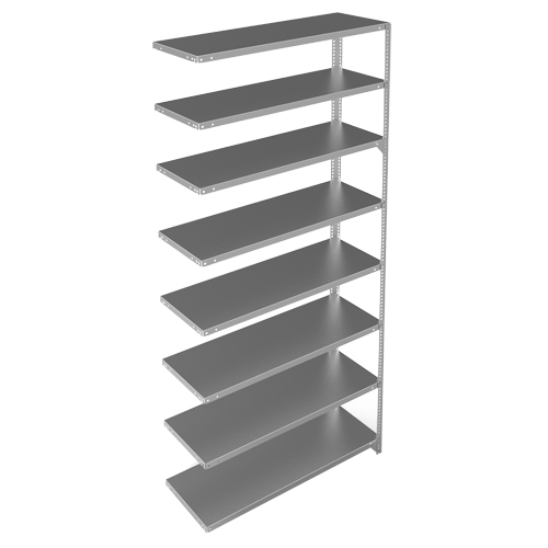 Shelving Unit, Galvanized Steel, Slotted Angle, 300 lbs. Capacity, 48" W x 96" H x 15" D Consource