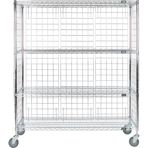 Chariot ferm&eacute; en treillis m&eacute;tallique, Chrom&eacute;, 60" x 69" x 18", Capacit&eacute; 800 lb Consource