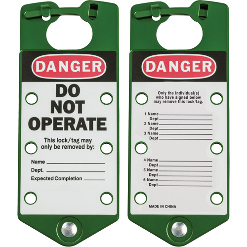 Labeled Lockout Hasps, Green Consource