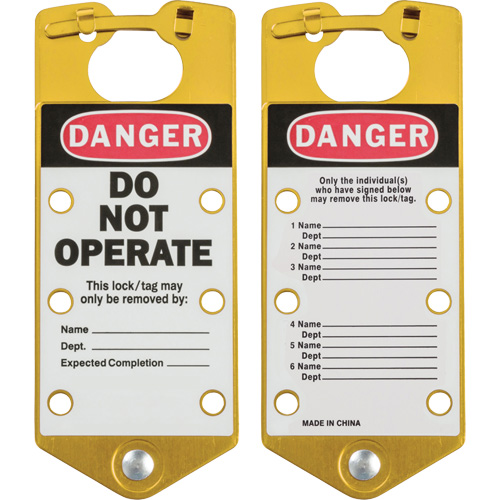 Labeled Lockout Hasps, Yellow Consource
