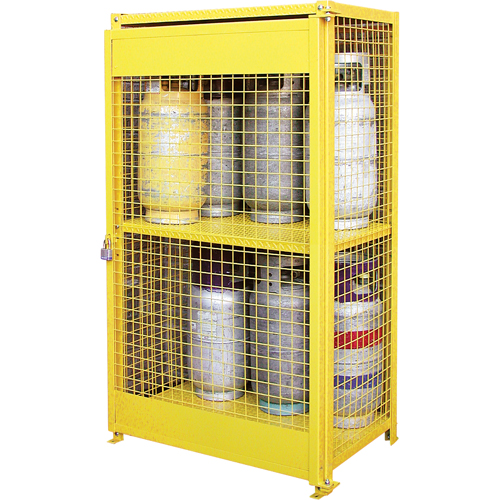 Gas Cylinder Cabinets, 12 Cylinder Capacity, 44" W x 30" D x 74" H, Yellow Consource