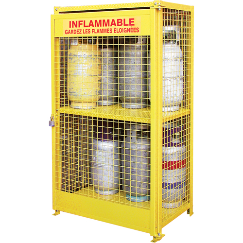 Gas Cylinder Cabinets, 12 Cylinder Capacity, 44" W x 30" D x 74" H, Yellow Consource