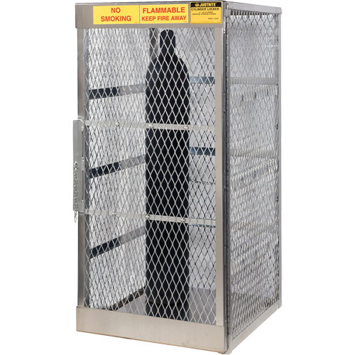Aluminum LPG Cylinder Locker Storage, 10 Cylinder Capacity, 30" W x 32" D x 65" H, Silver Consource