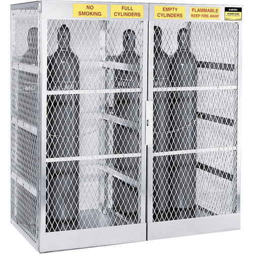 Aluminum LPG Cylinder Locker Storage, 20 Cylinder Capacity, 60" W x 32" D x 65" H, Silver Consource