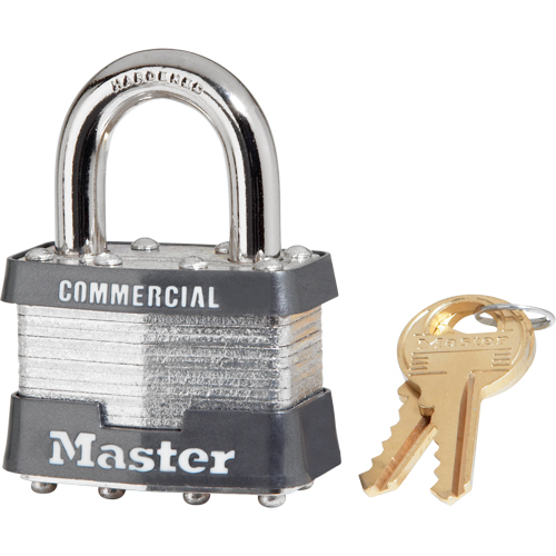 Laminated Padlock, Silver, Keyed Alike, Laminated Steel, 1-3/4" Width Consource