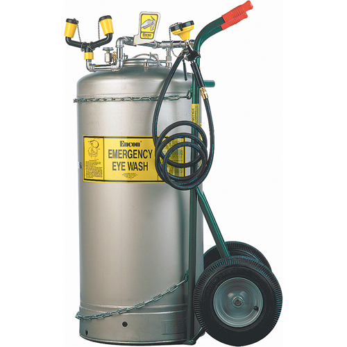 Douche oculaire autonome avec chariot, Pressuris&eacute;, Capacit&eacute; 7 gal., Conformit&eacute; ANSI Z358.1 Consource